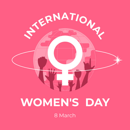 Modèle de visuel International Women's Day with Women raising Hands - Instagram