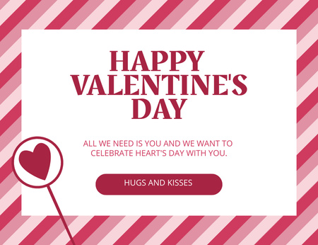 Template di design Happy Valentine's Day Greetings With Romantic Quote Thank You Card 5.5x4in Horizontal