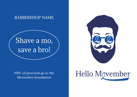 Barbershop Services Offer on Movember Card Design Template