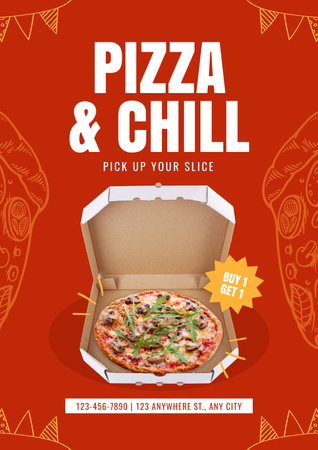 Offer Discount on Pizza in Box Poster Design Template
