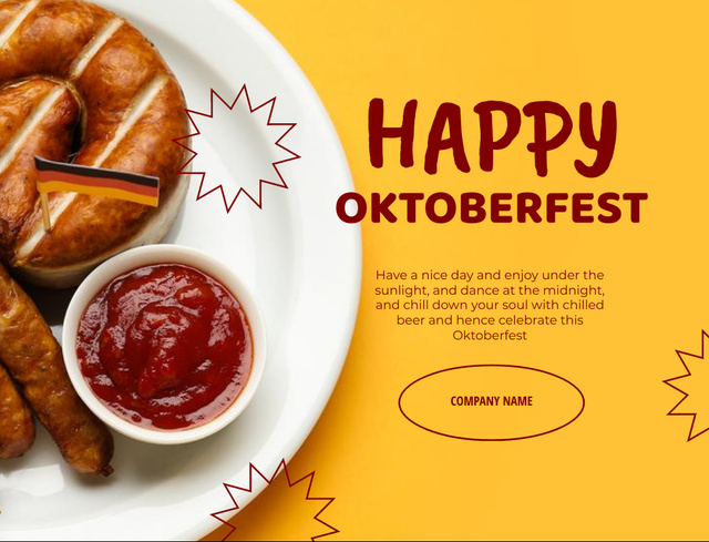 Ontwerpsjabloon van Postcard 4.2x5.5in van Ad of Oktoberfest Celebration With Food And Ketchup