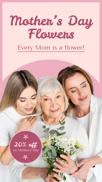 Designvorlage Spring Flowers On Mother's Day Offer With Discount für Instagram Video Story