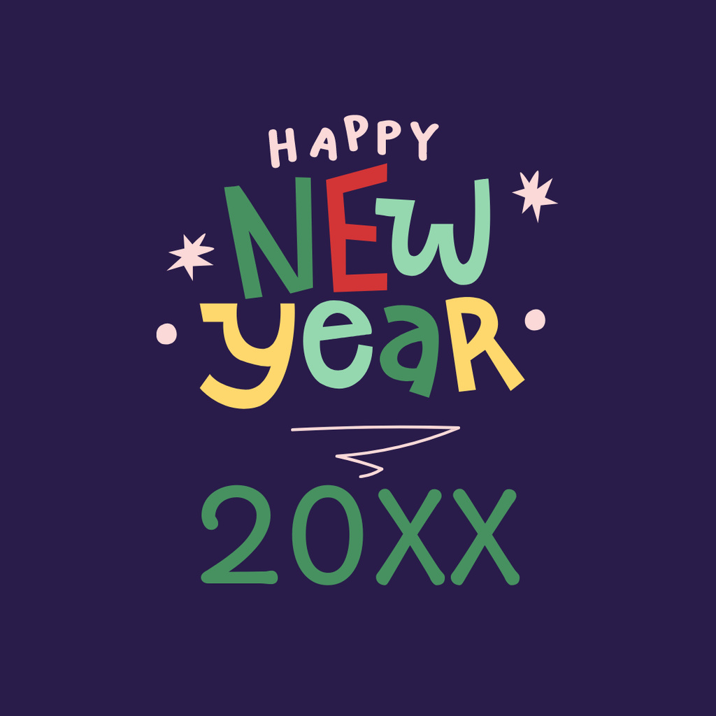 Happy New Year Greeting With Illustration Instagram Modelo de Design