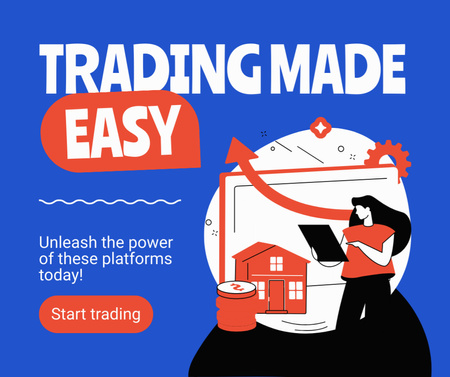 Powerful Platform for Trading Shares on Exchange Facebook Design Template