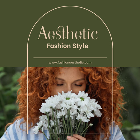 Fashion Style Aesthetics with Attractive Young Woman Instagram Design Template