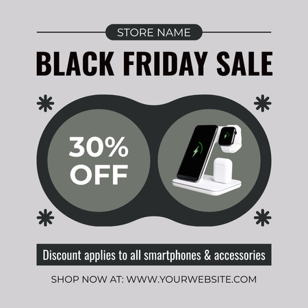 Black Friday Sale of Modern Devices and Smartphone Instagram Design Template