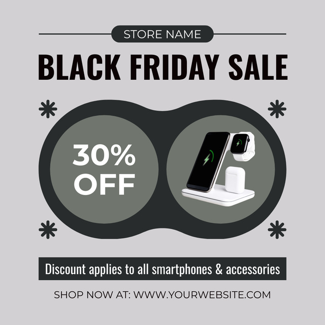Black Friday Sale of Modern Devices and Smartphone Instagramデザインテンプレート