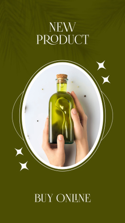Luonnollinen ihonhoitoöljymainos vihreällä voideella Instagram Story Design Template