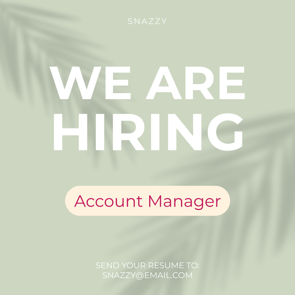 Company Hiring Offer For Account Manager Instagram Design Template
