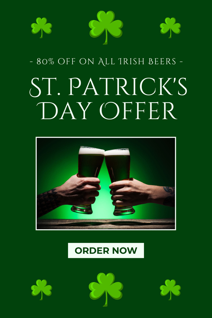 Designvorlage St. Patrick's Day Irish Beer Discount Offer für Pinterest