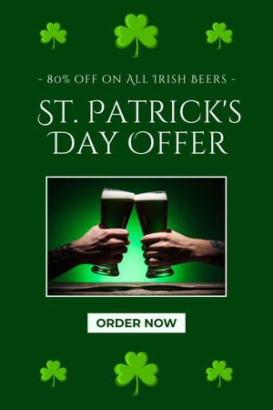 St. Patrick's Day irlantilaisen oluen alennustarjous Pinterest Design Template