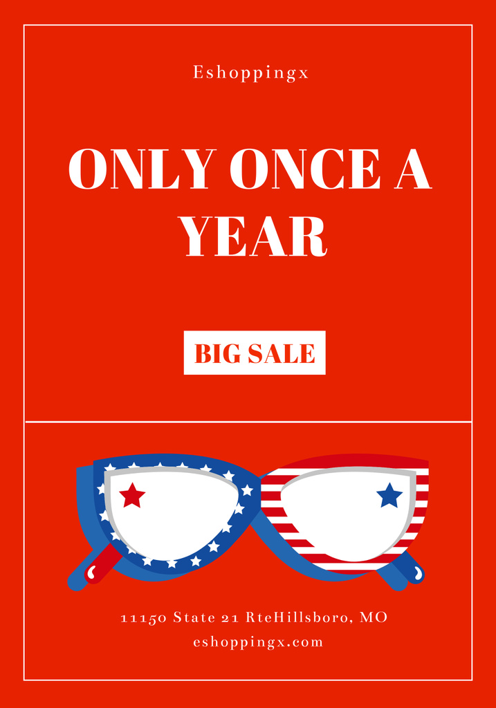 Platilla de diseño Vibrant Independence Day Sale Announcement in the USA In Red Poster 28x40in