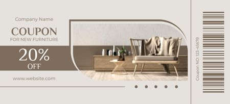 Template di design Nuova vendita di mobili Buono beige Coupon 3.75x8.25in