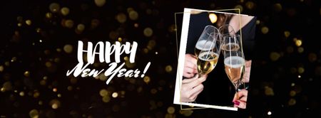 New Year Greeting with Champagne Facebook cover Design Template