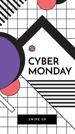 Modèle de visuel Special Cyber Monday Sale Announcement on Geometric Pattern - Instagram Story