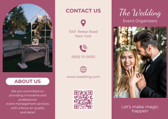 Plantilla de diseño de Wedding Event Organizer Services Brochure 