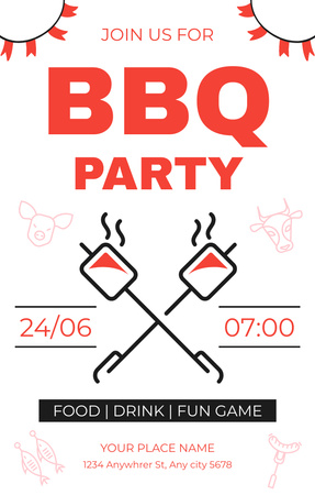 Simple Ad of BBQ Party Invitation 4.6x7.2in Design Template