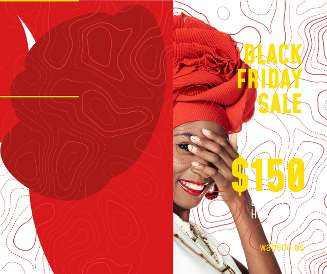 Template di design Black Friday Offer Stylish Woman in Red Facebook