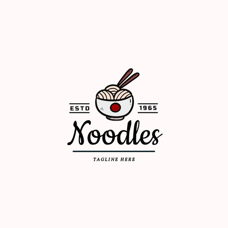 Image of Japanese Restaurant Emblem Logo Design Template