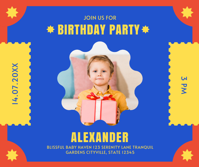 Little Boy Birthday Party Announcement Facebook Πρότυπο σχεδίασης