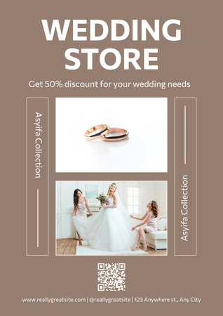 Wedding Store Ad with Attractive Bride and Bridesmaids Poster Design Template