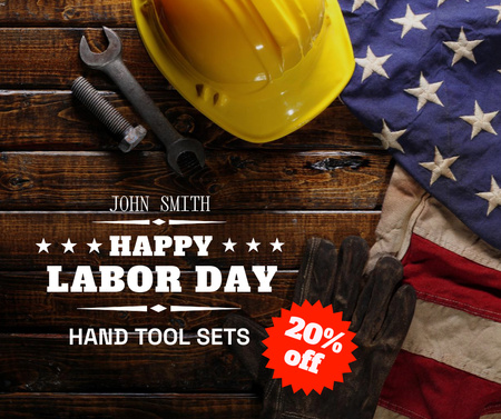 Platilla de diseño Festive Labor Day Celebration And Discounts For Hand Tools Sets Facebook