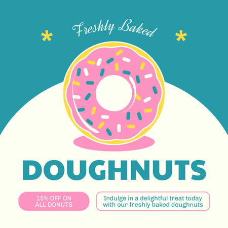 Ontwerpsjabloon van Instagram van Advertentie van donutwinkel met creatieve illustratie van donut