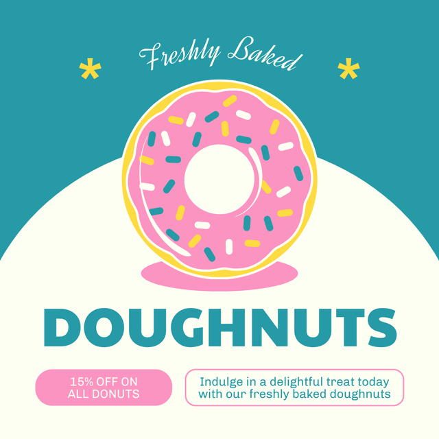 Ad of Doughnut Shop with Creative Illustration of Donut Instagramデザインテンプレート