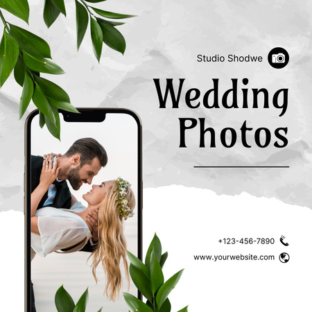 Modèle de visuel Offre de service de photographie de mariage pour les jeunes mariés - Instagram