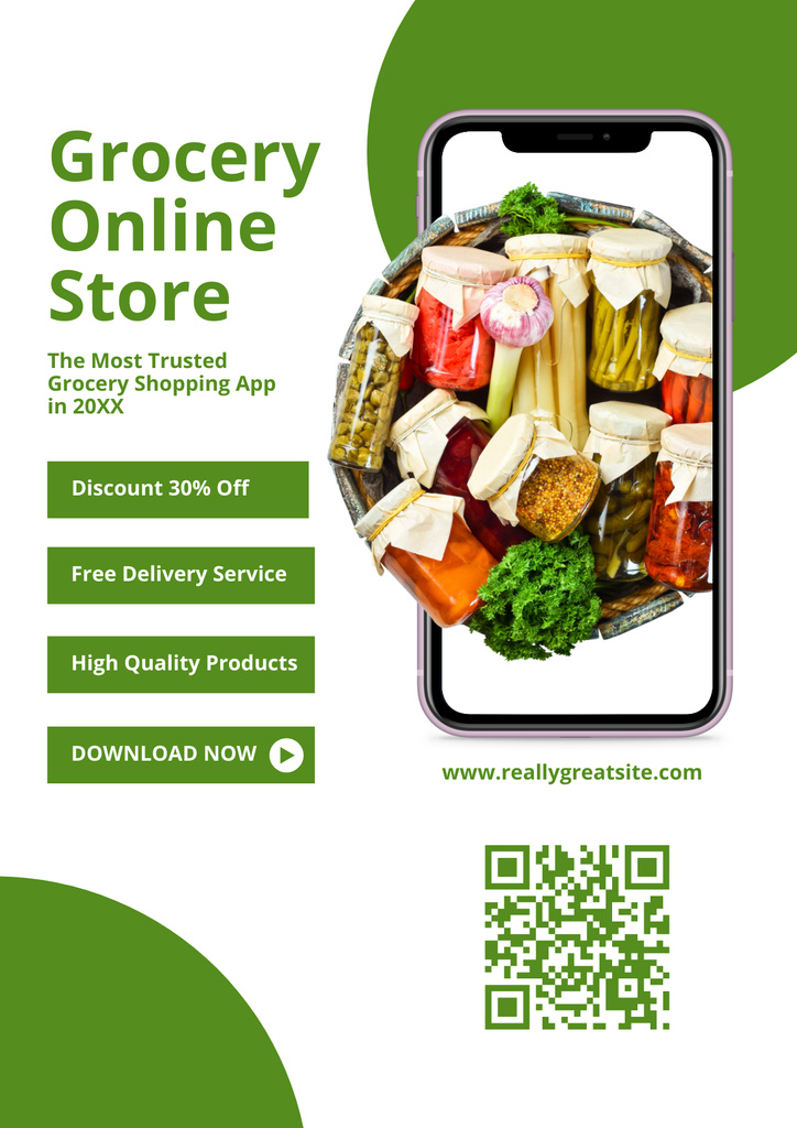Grocery Online Store Advertisement Poster Πρότυπο σχεδίασης