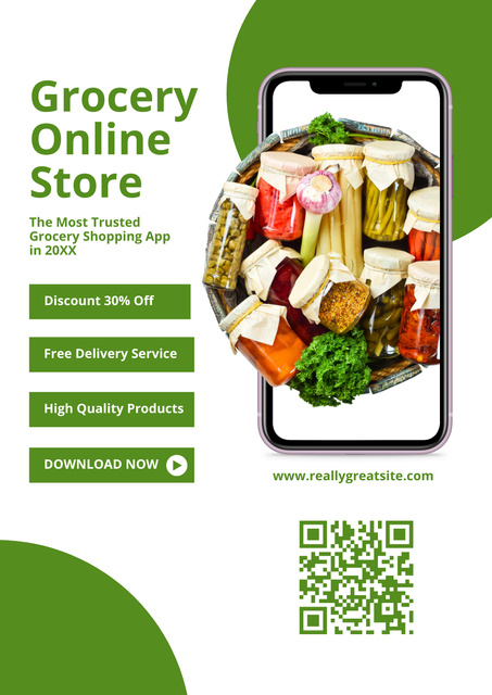 Grocery Online Store Advertisement Poster Modelo de Design