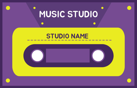 Ontwerpsjabloon van Business Card 85x55mm van Muziekstudio-advertentie op paars
