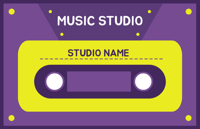 Music Studio Advertisement on Purple Business Card 85x55mm Design Template