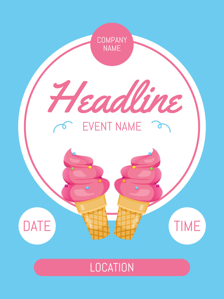 Announcing Unforgettable Event with Delicious Ice Cream Poster US tervezősablon
