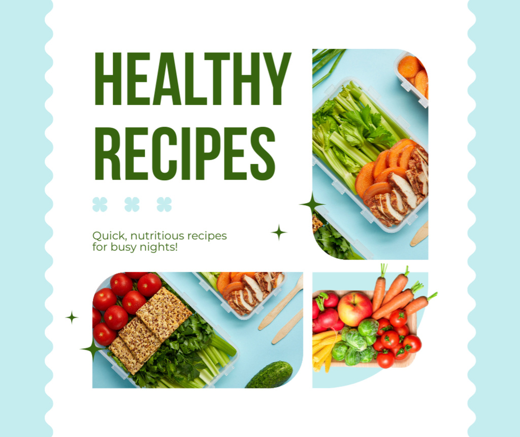 Healthy Meals With Fruits And Veggies Cooking Facebook Design Template