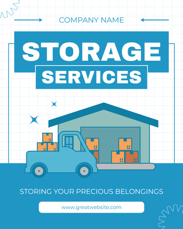 Services Ad with Truck with Boxes near Storage Instagram Post Vertical Design Template