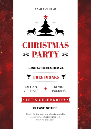 Plantilla de diseño de Christmas Party Invitation with Deer and Tree Flyer A4 