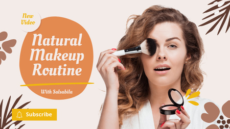 Makeup Blog with a Beautiful Girl Youtube Thumbnail Modelo de Design
