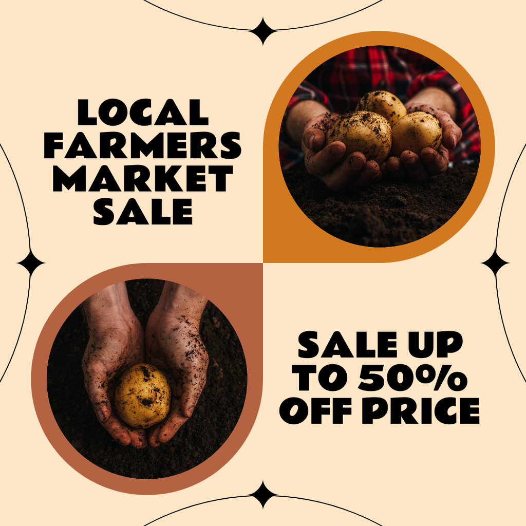 Sale of Potatoes in Local Market with Discount Instagram AD Design Template