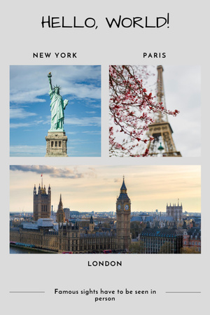 Travel Around the World Postcard 4x6in Vertical Design Template