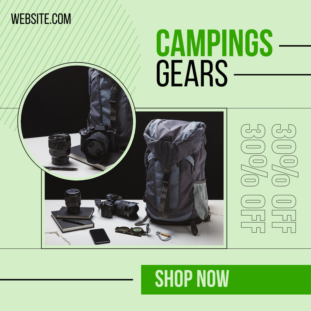 Designvorlage Camping Gears Sale für Instagram AD
