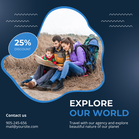 Family Hiking with Map  Instagram Design Template