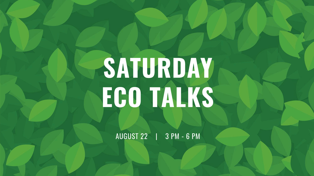 Eco Event Announcement on Green Leaves Pattern FB event cover tervezősablon
