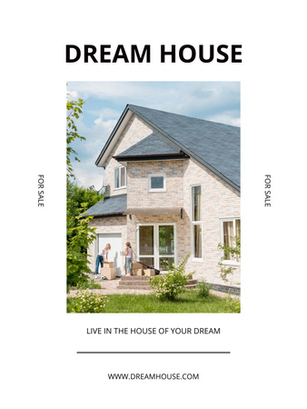 Real Estate Agency Services Offer with Big House Poster US Šablona návrhu