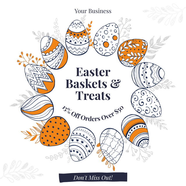 Easter Offer with Rotating Painted Eggs Animated Post Design Template