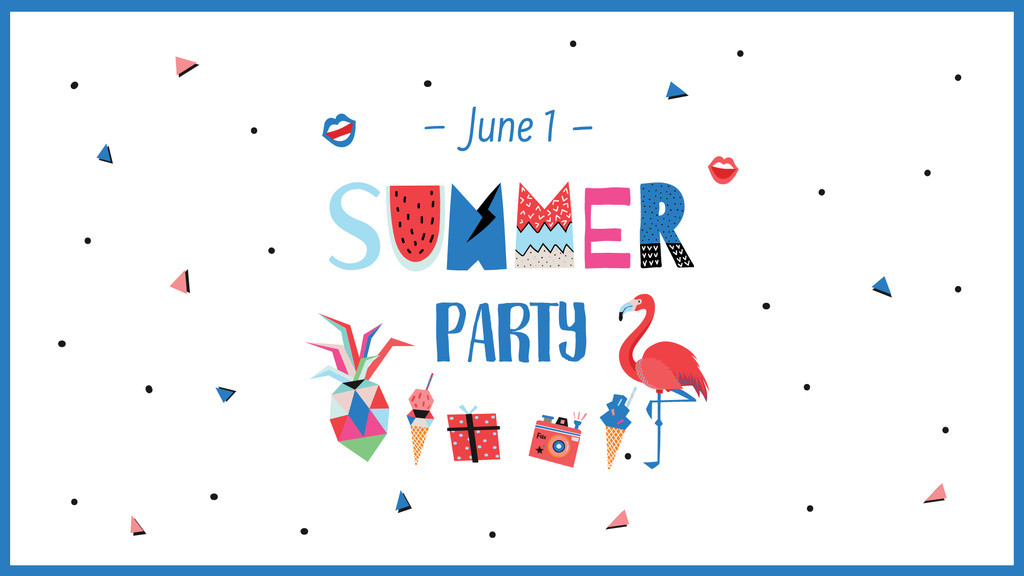 Summer Party Announcement with Bright Flamingo FB event cover tervezősablon