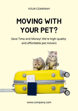 Travel Tips with Pets with Cute Kittens Flyer A5 Design Template
