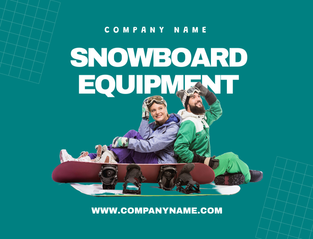 Ontwerpsjabloon van Postcard 4.2x5.5in van Snowboard Equipment Sale Offer on Blue