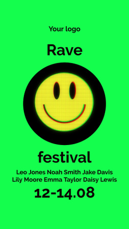 rave music festival bejelentése Instagram Video Story tervezősablon