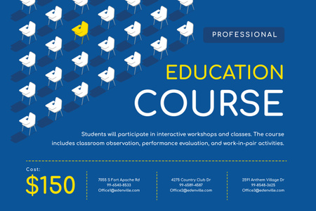 Modèle de visuel Vocational Training Course Promotion for Students - Poster 24x36in Horizontal